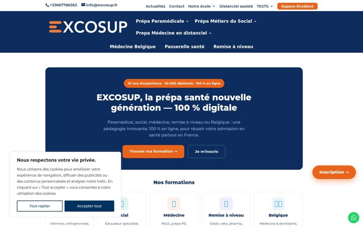 Screenshot of excosup.fr