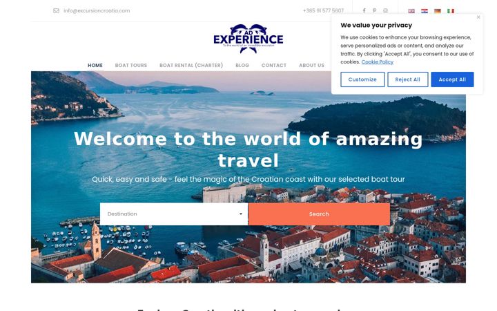 Screenshot of excursioncroatia.com