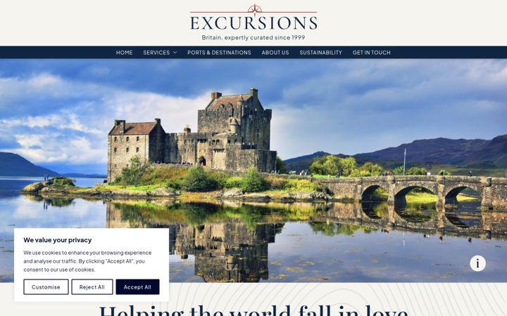 Screenshot of excursions.co.uk