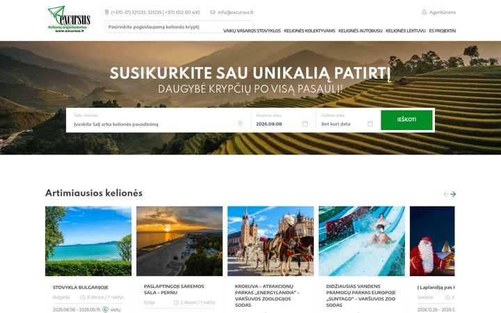 Snímek obrazovky excursus.lt