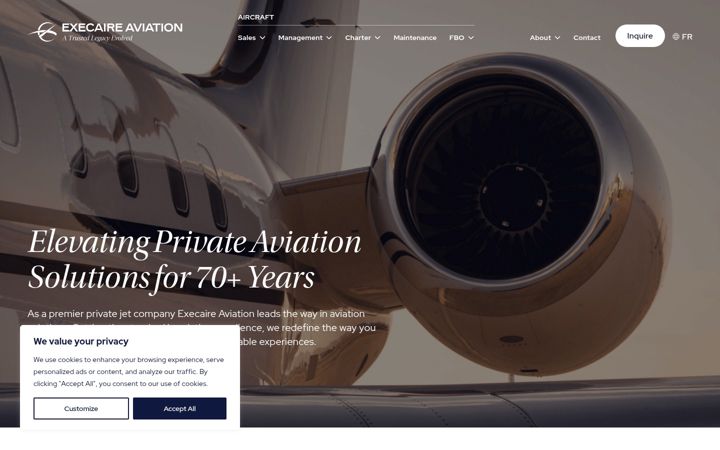 Screenshot of execaireaviation.com