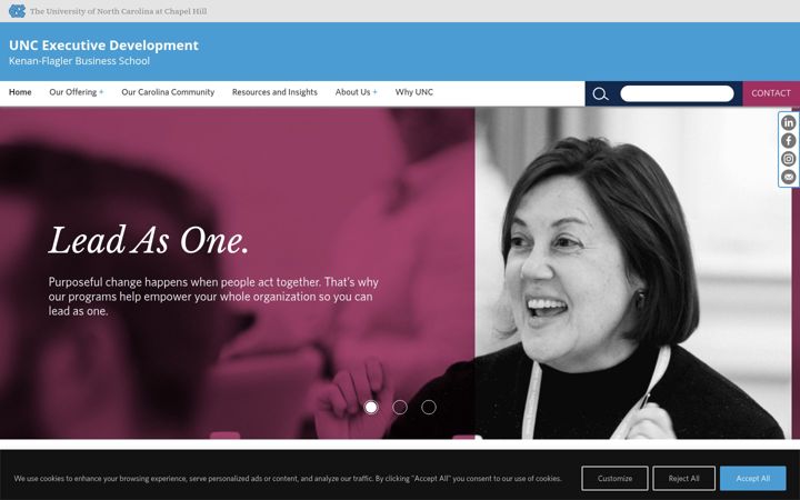 Screenshot of execdev.unc.edu