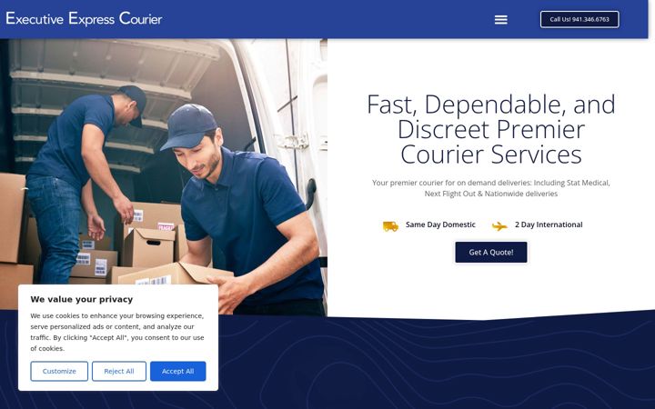 Screenshot of executiveexpresscouriersrq.com