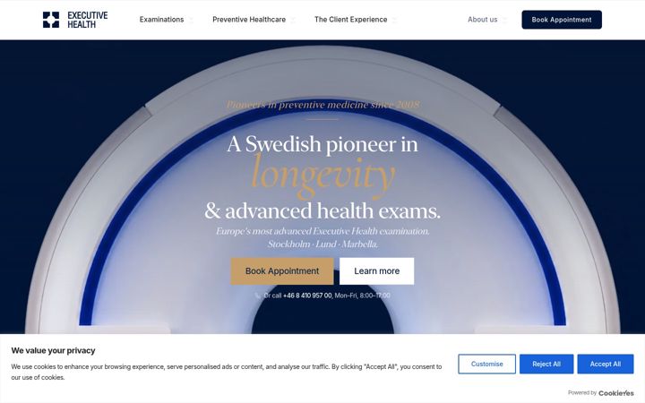 Screenshot of executivehealth.se