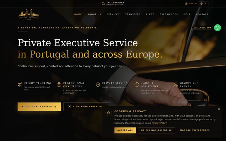 Екранна снимка на executivetourservice.pt