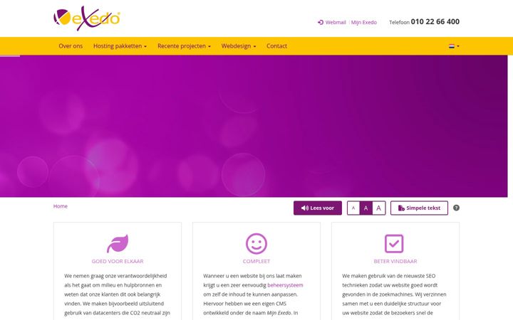 Screenshot of exedo.nl
