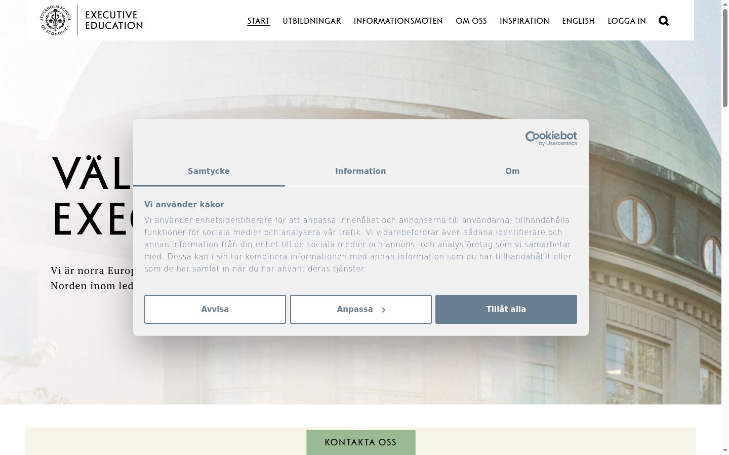 Screenshot del banner di consenso mostrato prima di qualsiasi interazione