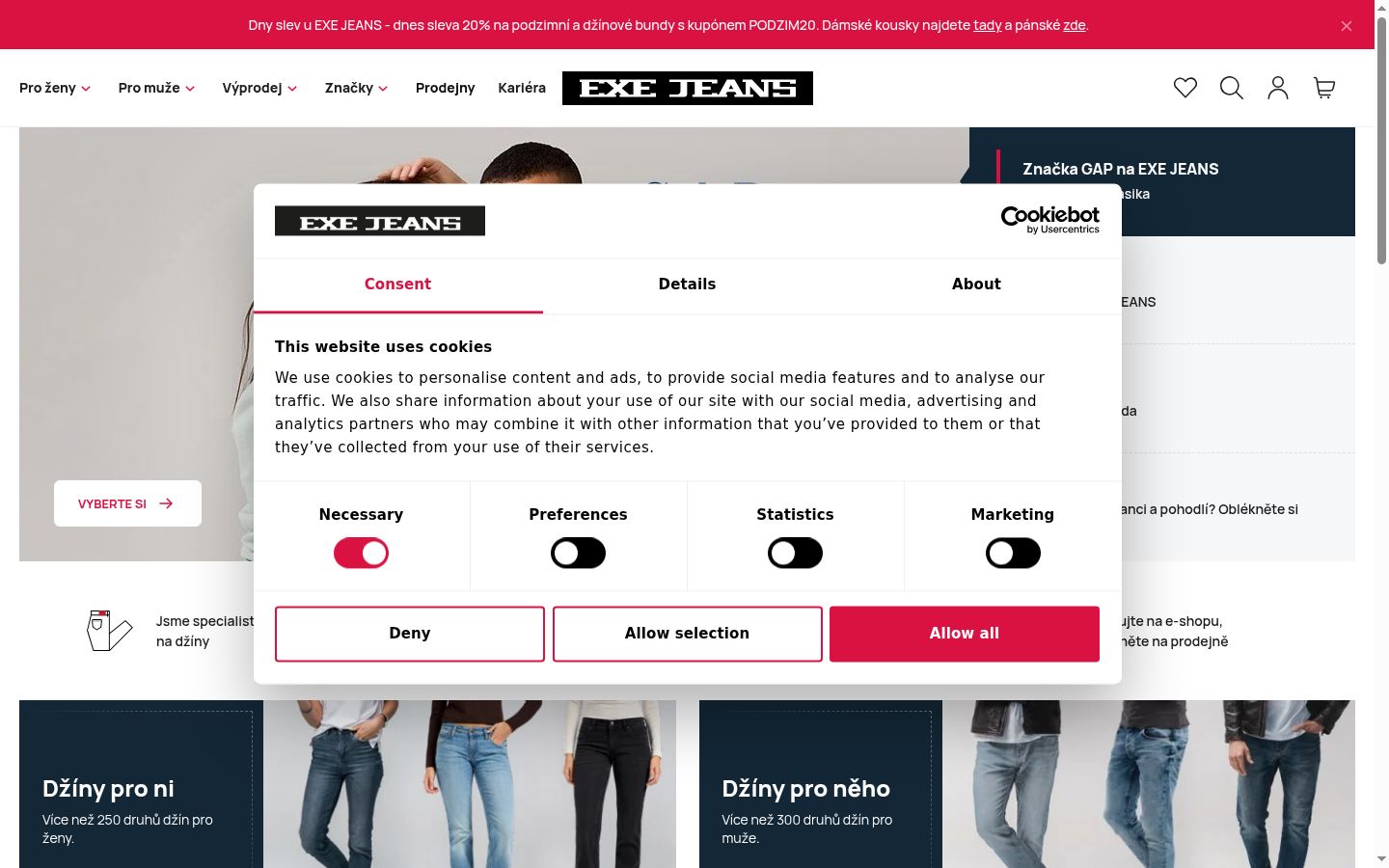 Capture d'écran de la bannière de consentement affichée avant toute interaction