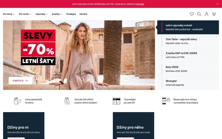 Screenshot of exejeans.cz