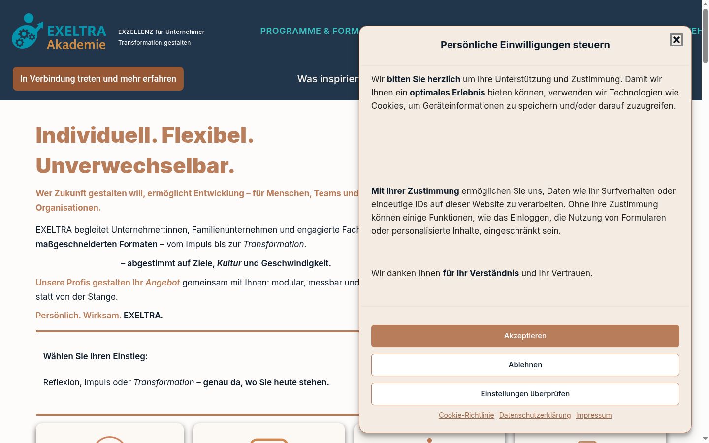 Screenshot del banner di consenso mostrato prima di qualsiasi interazione