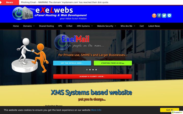 Screenshot of exelwebs.com