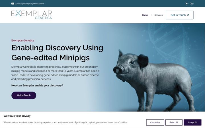 Screenshot of exemplargenetics.com