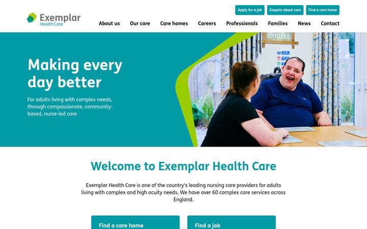 Screenshot of exemplarhc.com