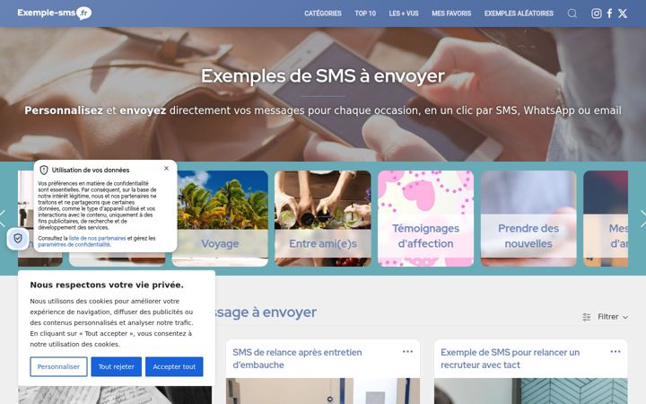 Screenshot of exemple-sms.fr
