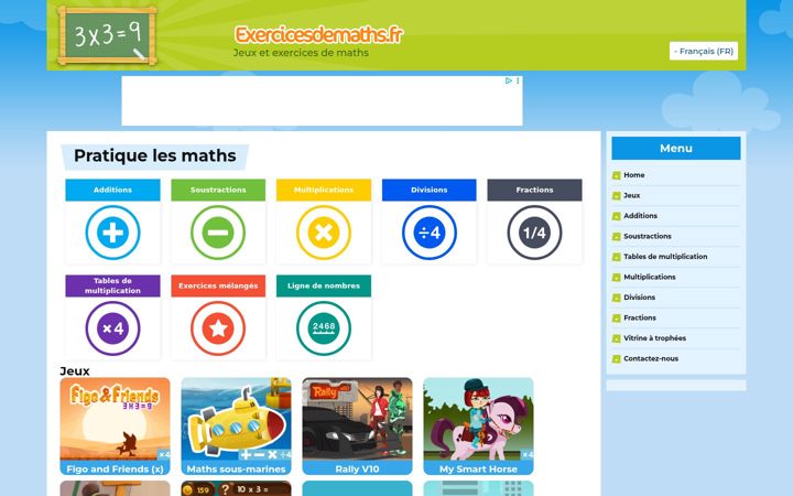 Screenshot of exercicesdemaths.fr