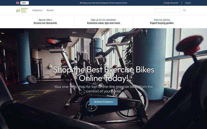 Screenshot of exercisebikesonline.uk