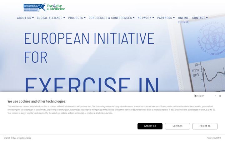 Screenshot of exerciseismedicine.eu