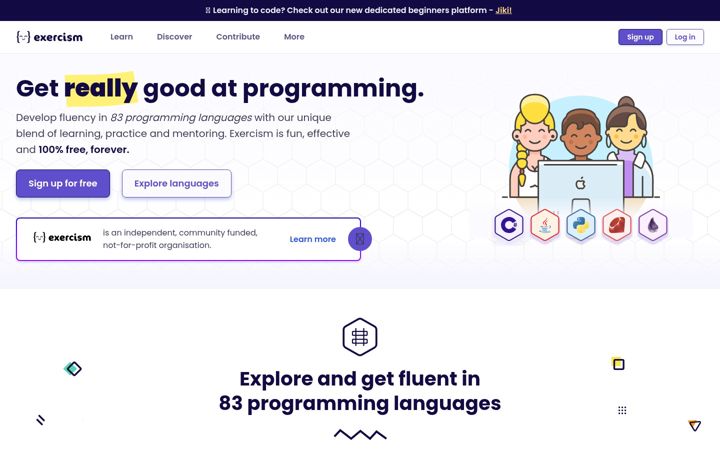 Screenshot of exercism.io