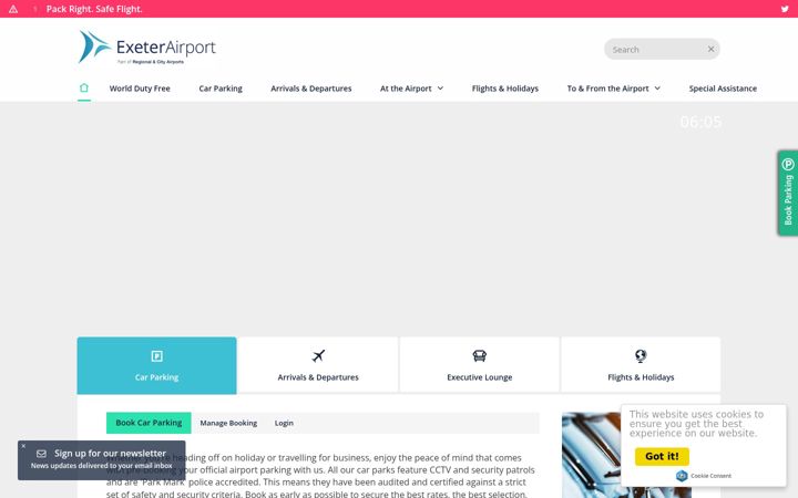Képernyőkép: exeter-airport.co.uk