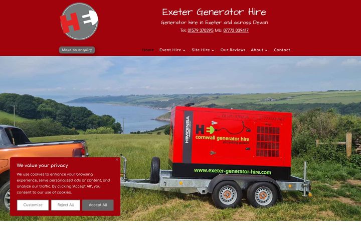 Screenshot of exeter-generator-hire.com