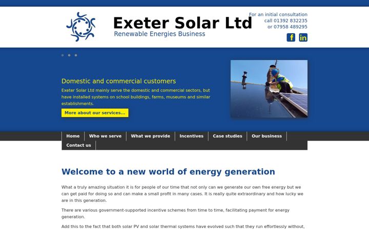Screenshot of exeter-solar.com