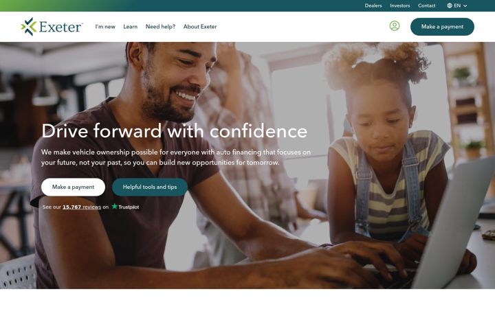 Screenshot of exeterfinance.com