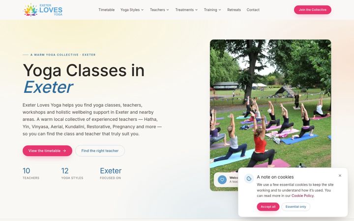 Screenshot of exeterlovesyoga.co.uk