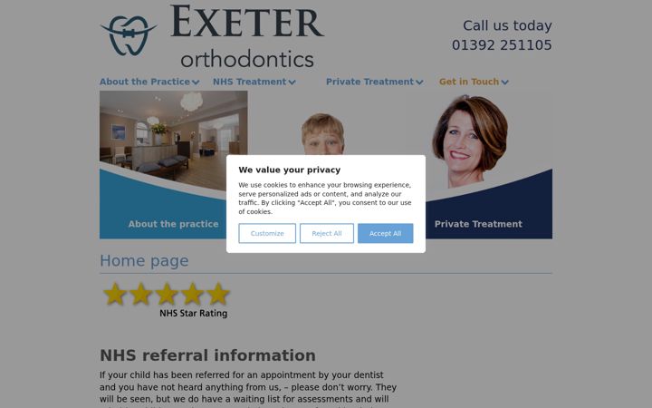 Screenshot of exeterortho.co.uk