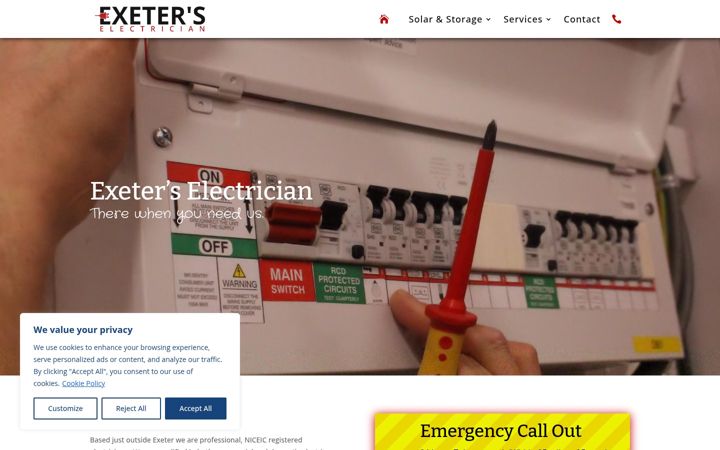 Screenshot of exeterselectrician.co.uk
