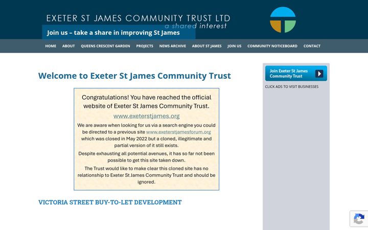 Screenshot of exeterstjames.org