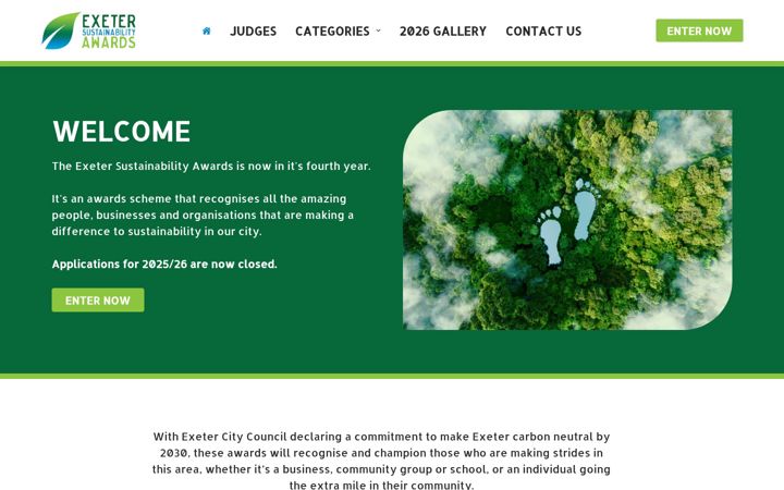 Screenshot of exetersustainabilityawards.co.uk