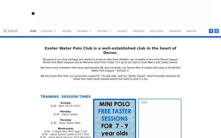 Screenshot of exeterwaterpolo.org