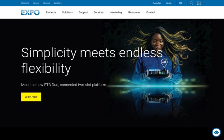 Screenshot of exfo.com