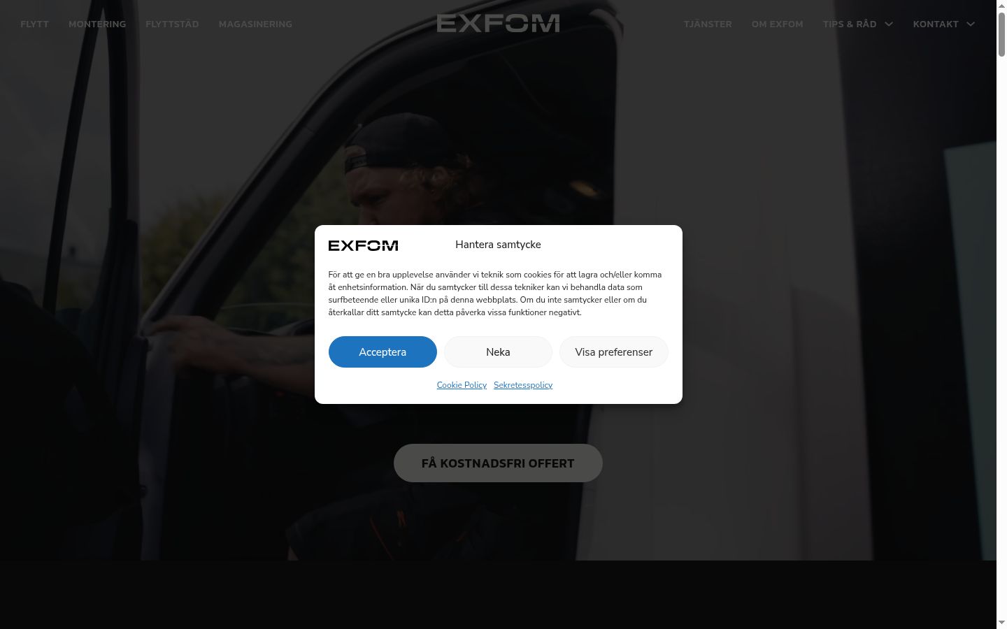 Screenshot of the consent banner shown before any interaction