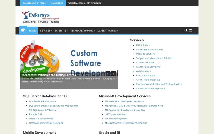Screenshot of exforsys.com