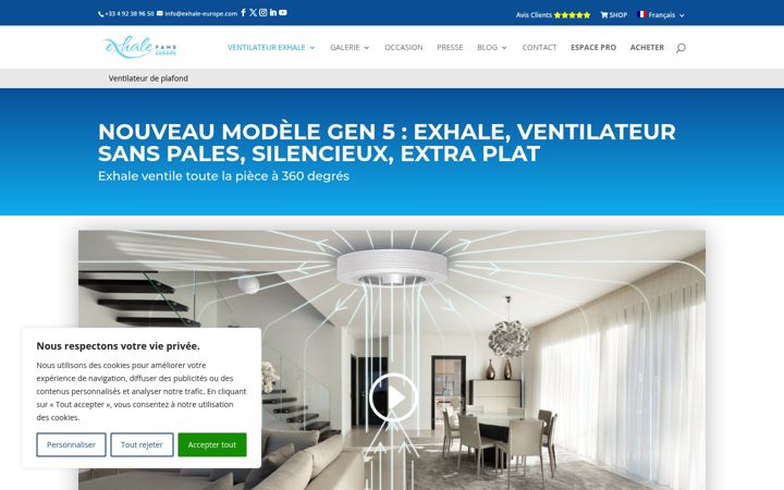 Screenshot of exhale-fans.com