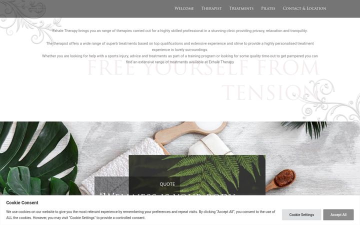 Screenshot ta' exhaletherapy.co.uk