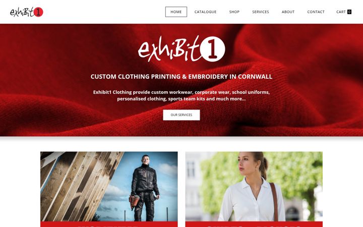 Screenshot ta' exhibit1clothing.com