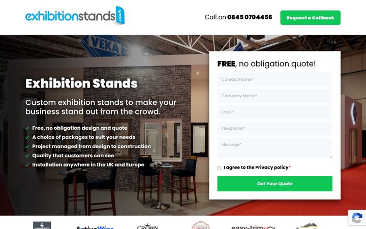Screenshot of exhibition-stands.co.uk