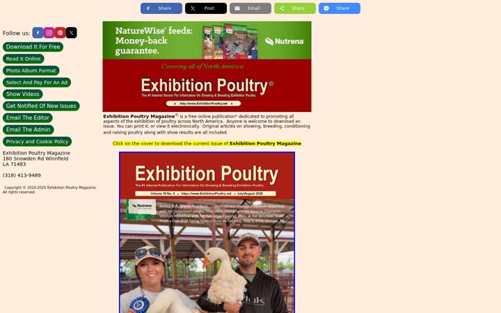 Skjámynd af exhibitionpoultry.net