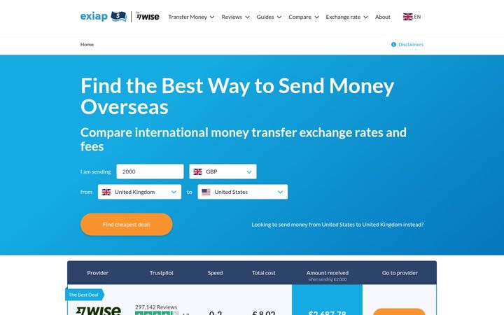 Screenshot of exiap.co.uk