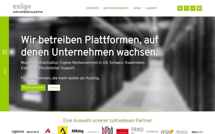 Screenshot of exigo.ch
