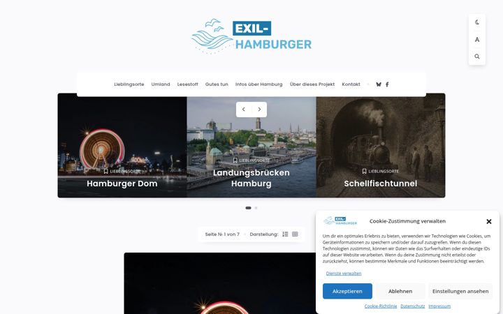 Skærmbillede af exil-hamburger.de