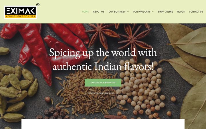 Screenshot of eximakspices.com