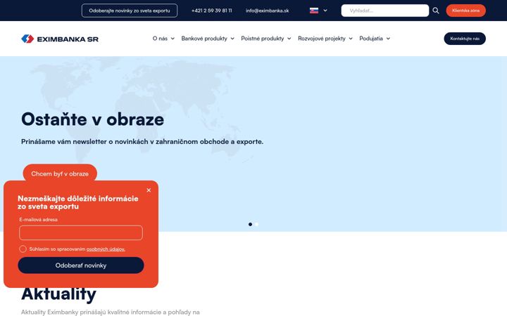 Screenshot stránky eximbanka.sk