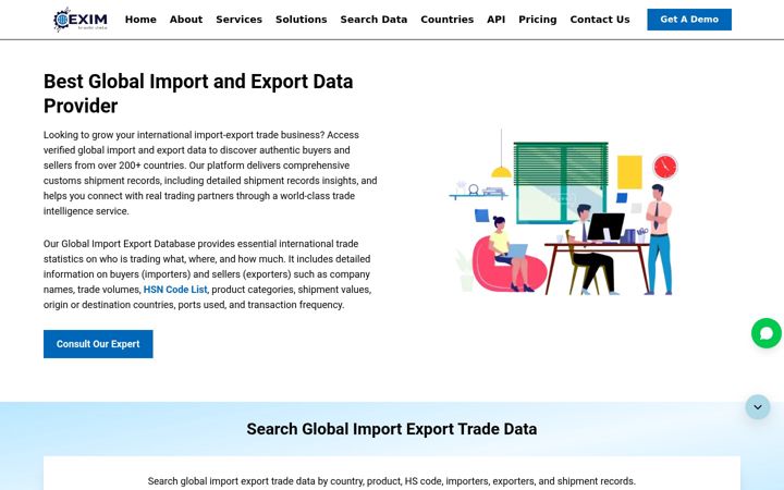 Screenshot of eximtradedata.com