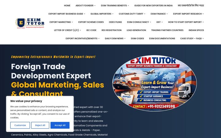 Screenshot of eximtutor.com