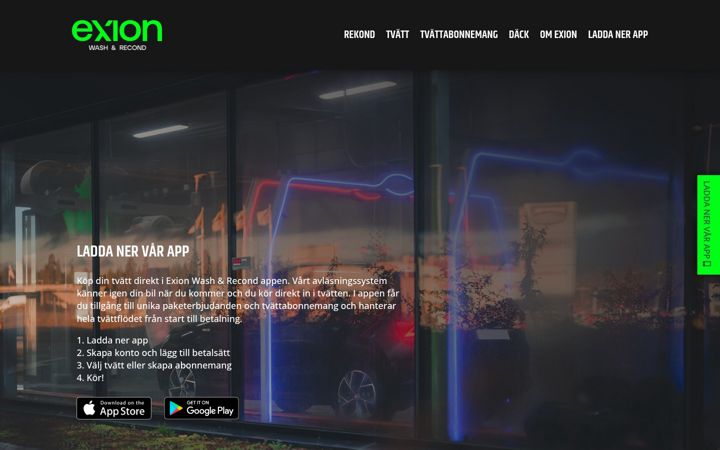 Screenshot of exionwash.se