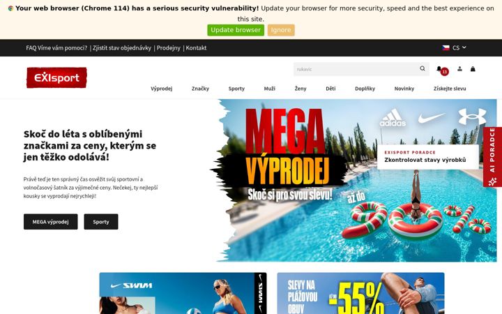 Screenshot of exisport.cz