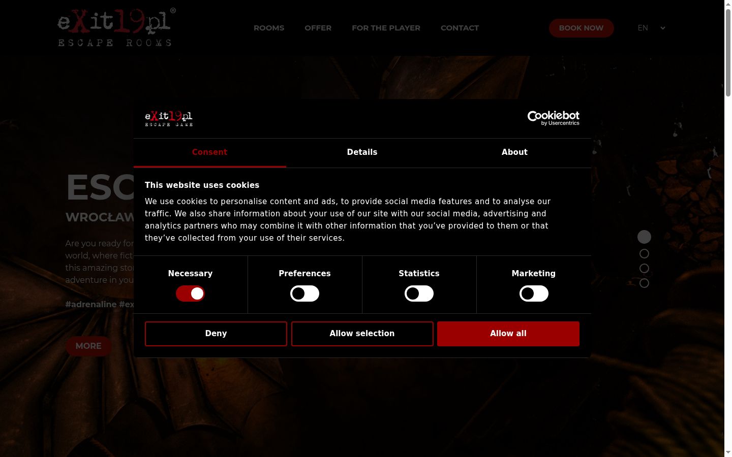 Screenshot van de toestemmingsbanner zoals getoond vóór enige interactie